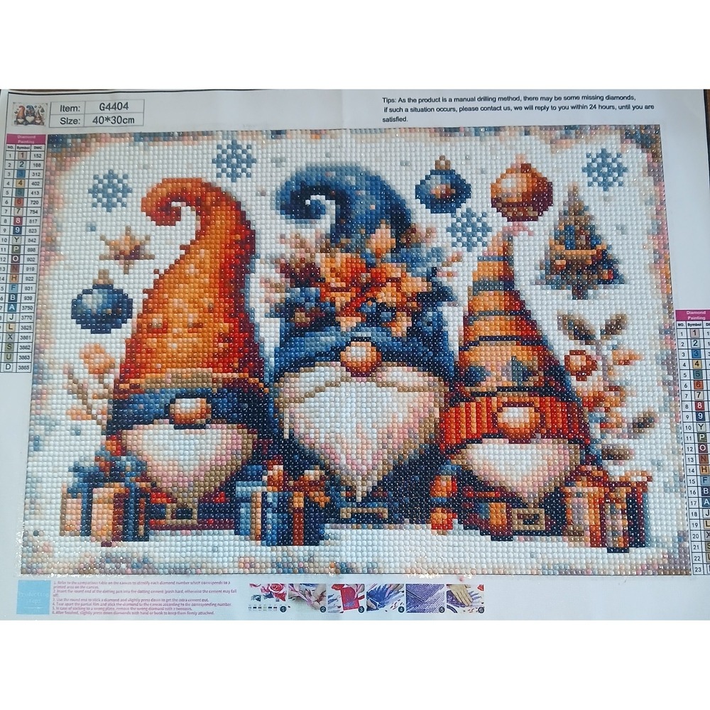 Finished Diamond Art Painting 40x30cm Christmas Nombs - Picture 1 of 3